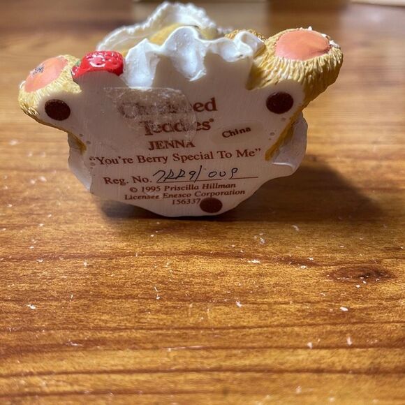 Cherished Teddies Jenna You’re Berry Special to Me Girl Sewing Strawberries - Picture 8 of 8